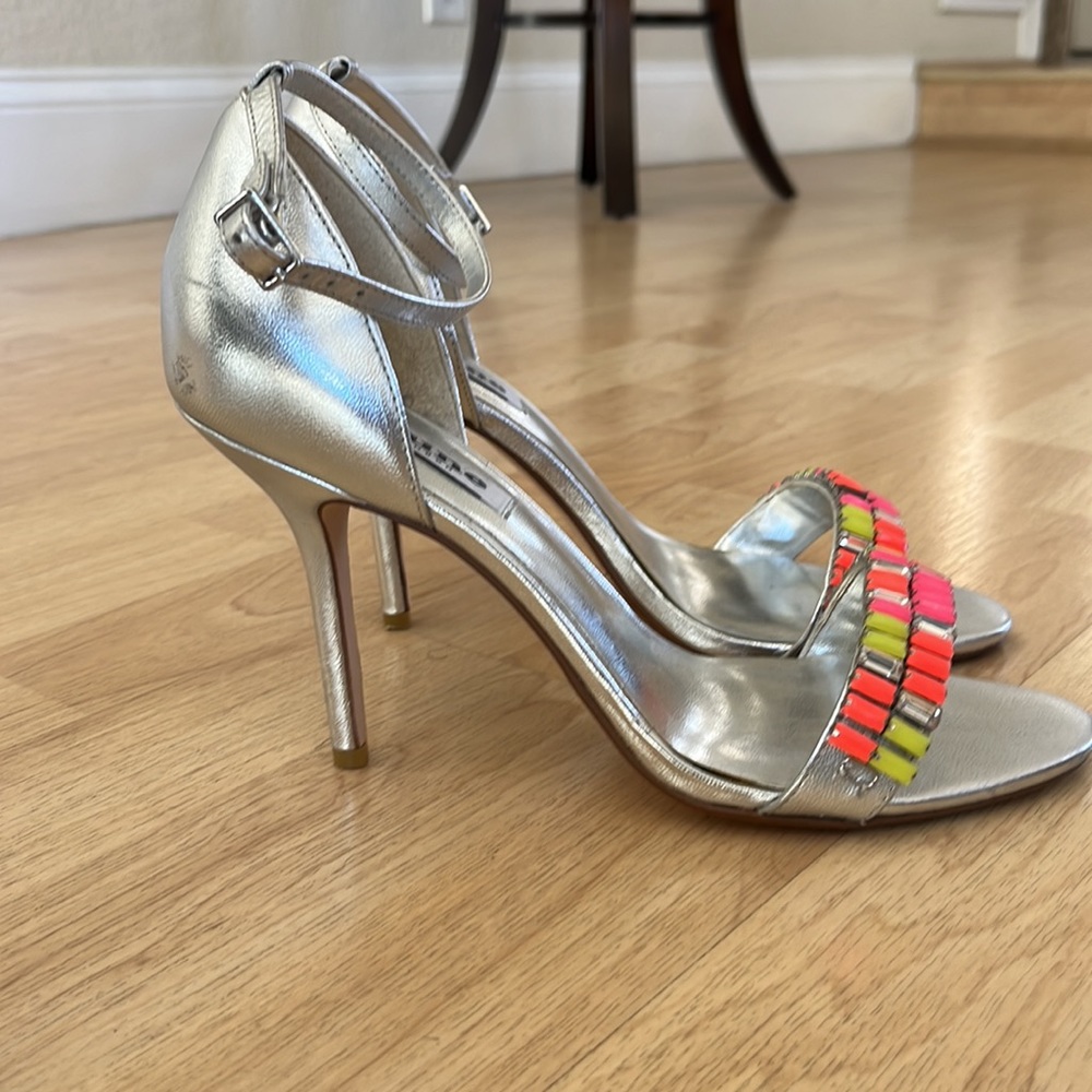 Dune London Shoes.  Size 39.  3” stilettos.  Silver with bright rhinestones